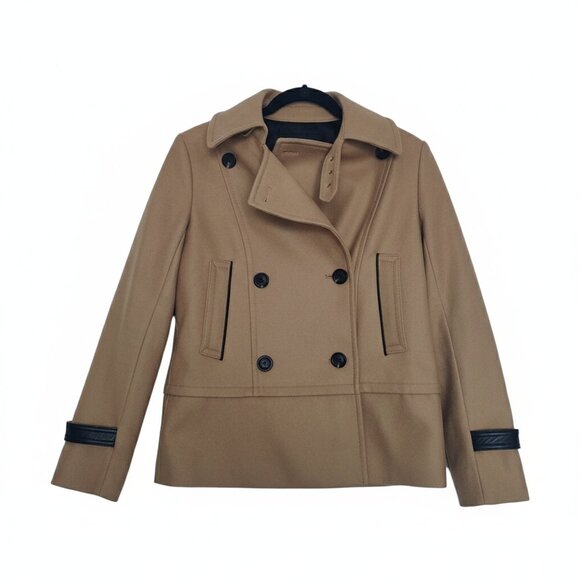 *Club Monaco Franci Tan Wool Pea Coat with Black Trim - Small - Picture 2 of 10